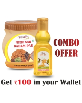 Almond Winter Combo- DIVYA BADAM ROGAN 150 ML+Badam Pak 500 g- Rs 100 Off