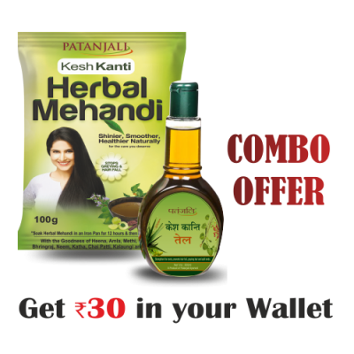 Kesh Kanti Combo- KESH KANTI HERBAL MEHANDI- 100 G+Kesh Kanti Hair Oil 300ml- Rs 30 Off